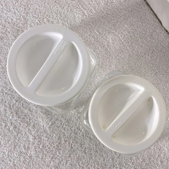 Vintage Glass Canister  Set With Borgonovo Italy Plastic Lids - Picture 5 of 11